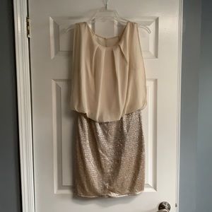 Cream and champagne mini dress